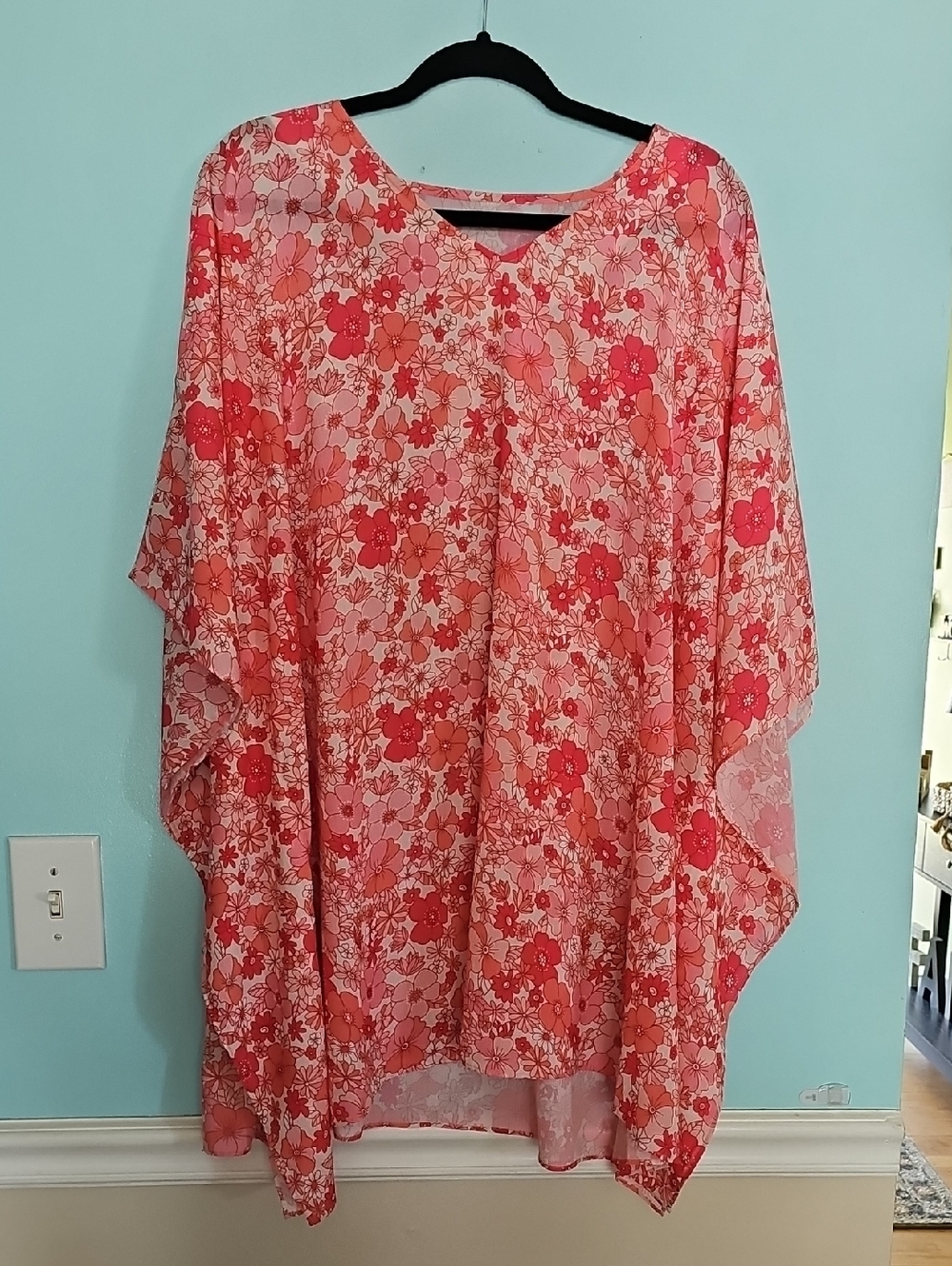 Floral Coral Pink Women's Flowing Blouse